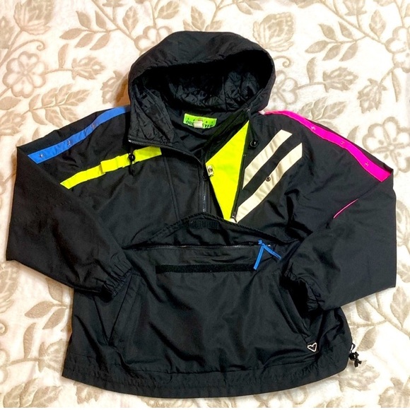 VINTAGE Obermeyer 80’s 90’s Y2K Retro Preppy  Neon Stripes Ski Jacket Size S - Picture 1 of 15
